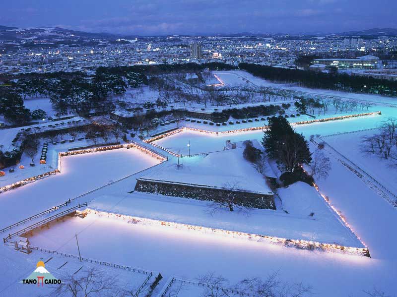iluminasi musim dingin Fort Goryokaku